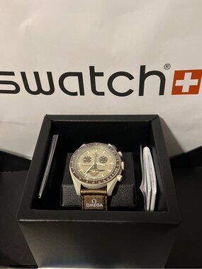 Speedmaster omega swatch Chronograph - Brown Cream Watch